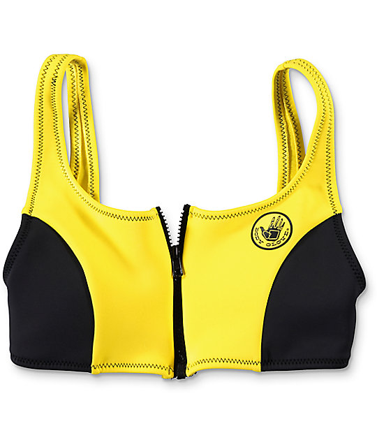 Body Glove You Spin Me Yellow Zip Up Bikini Top Zumiez