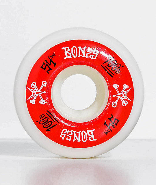 Bones 100 Ringers 54mm Red & White Skateboard Wheels Zumiez