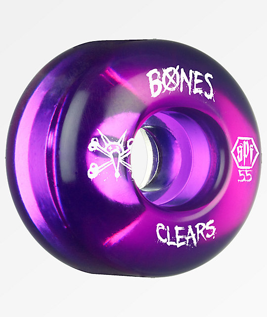 Bones Clear Purple SPF 55mm 104a Skateboard Wheels Zumiez.ca