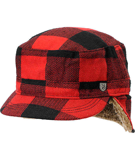 Brixton Lodge Red Plaid Hunter Earflap Hat Zumiez