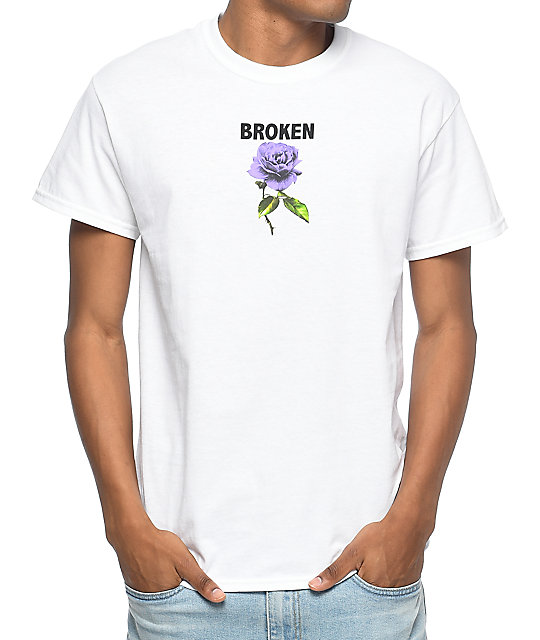 broken t shirt with purple rose