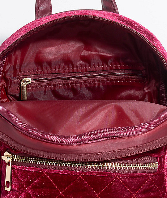 Burgundy Velvet Mini Backpack Zumiez