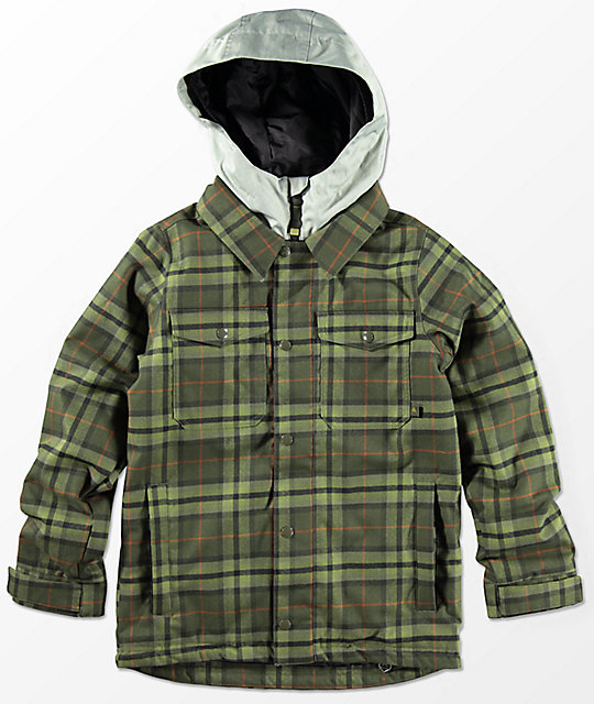 Burton Boys Uproar Forest Night Jackson Plaid 5K Snowboard Jacket Zumiez