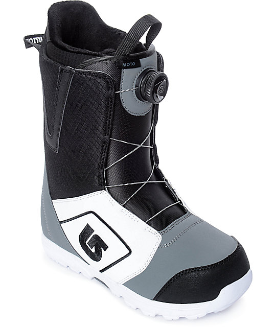 Burton Moto White, Black & Grey Boa Snowboard Boots Zumiez