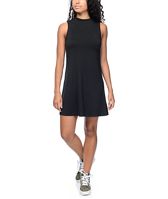 Buttercup Black Mock Neck Tank Dress Zumiez