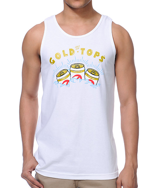 Casual Industrees Gold Tops White Tank Top
