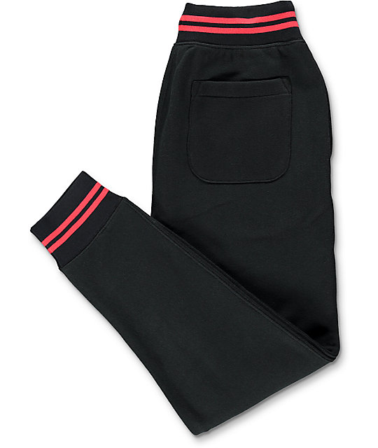 black and red jogger pants