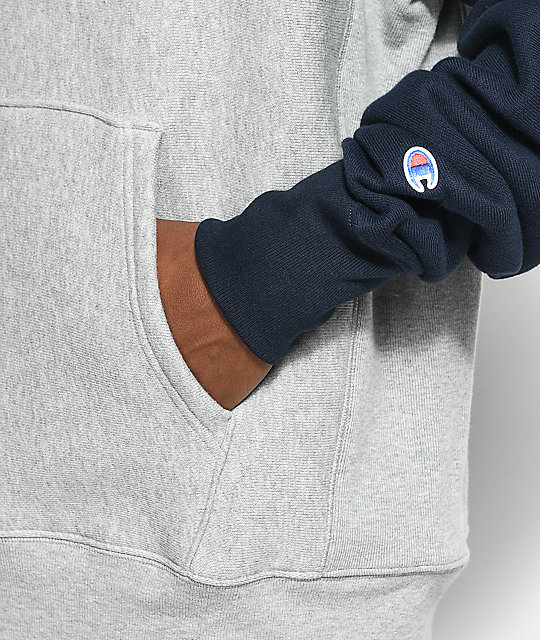 champion c logo reverse weave black & grey colorblock jogger sweatpants