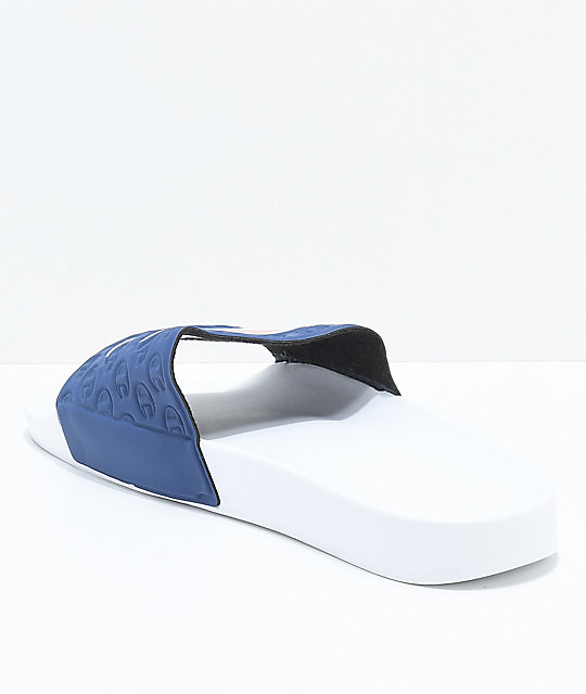 navy slide sandals