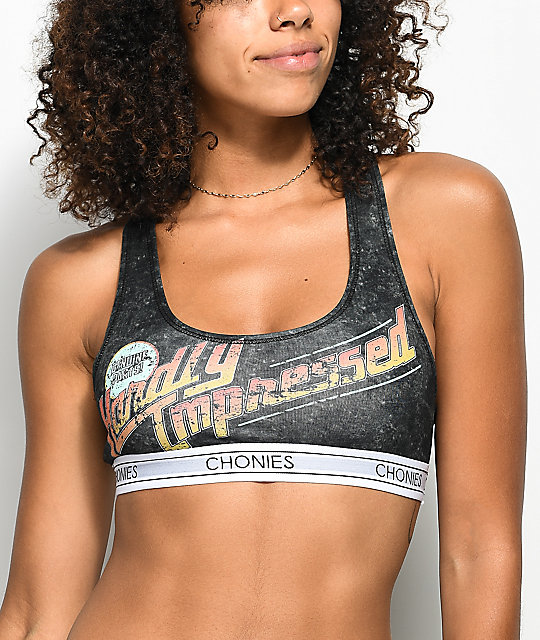 Chonies Hardly Impressed Black Sports Bra Zumiez