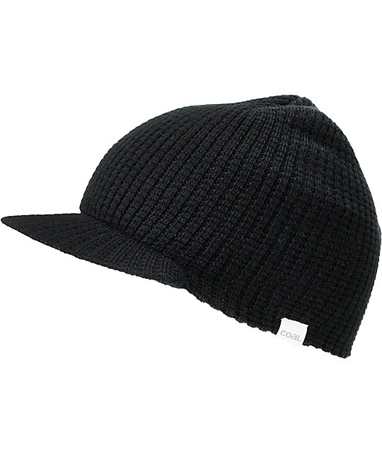 Coal Black Staple Visor Beanie Zumiez