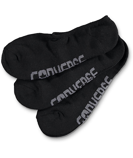 Converse 3 Pack Black No Show Socks Zumiez