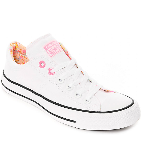 slide sneakers with white and pink upper