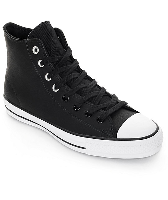 Converse CTAS Pro Hi Black Leather Shoes