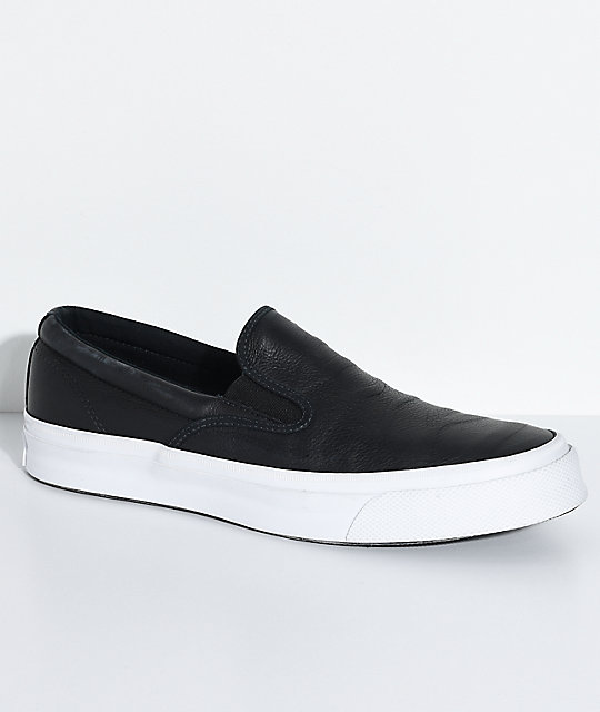 black and white slip on sneakers