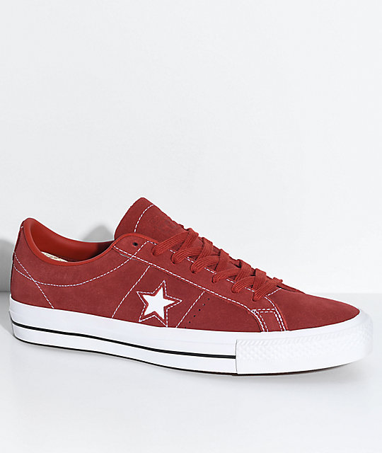 Converse One Star Pro Terra Red & White Skate Shoes 