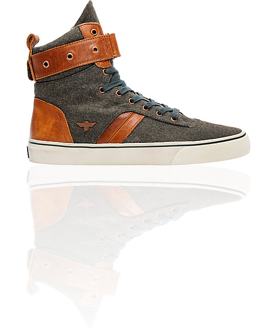 Creative Recreation Borelli Khaki Wool &amp; Brown Leather