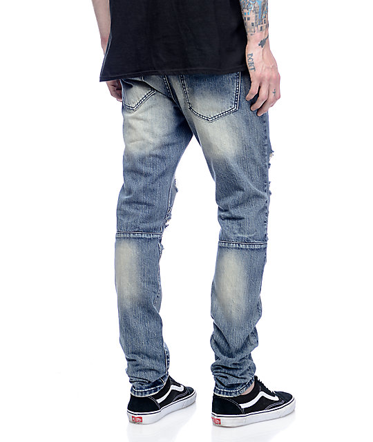 Crysp Denim David Ripped Panel Stone Washed Jeans Zumiez