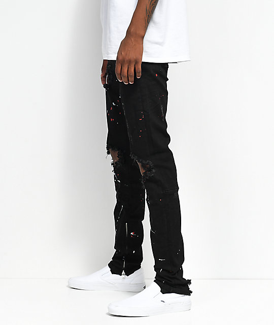 black jeans mens paint splatter