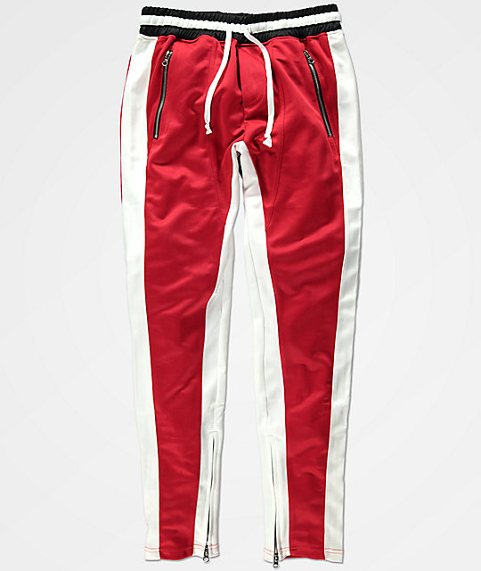 pants with red and white stripe