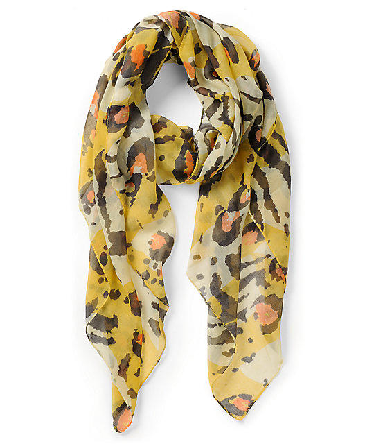 D&Y Abstract Animal Print Yellow Scarf