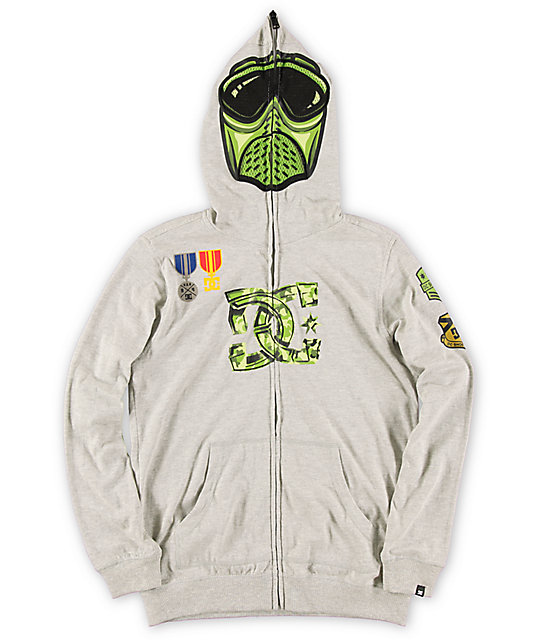 DC Boys Sergeant Heather Grey Full Zip face Mask Hoodie at Zumiez PDP