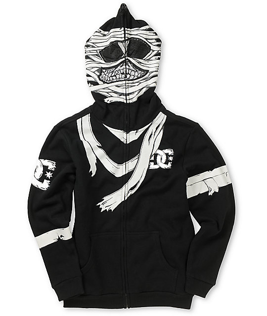 DC Boys Wrapped Up Black Face Mask Hoodie Zumiez