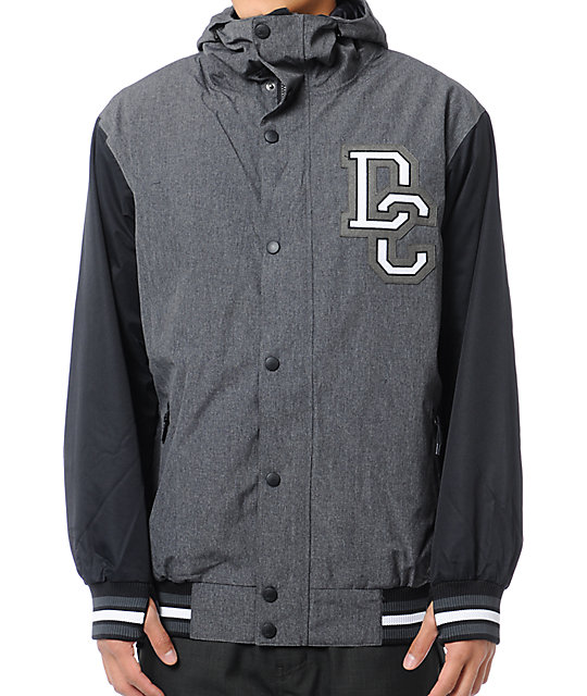 DC DCLA 10K Black Varsity Snowboard Jacket Zumiez