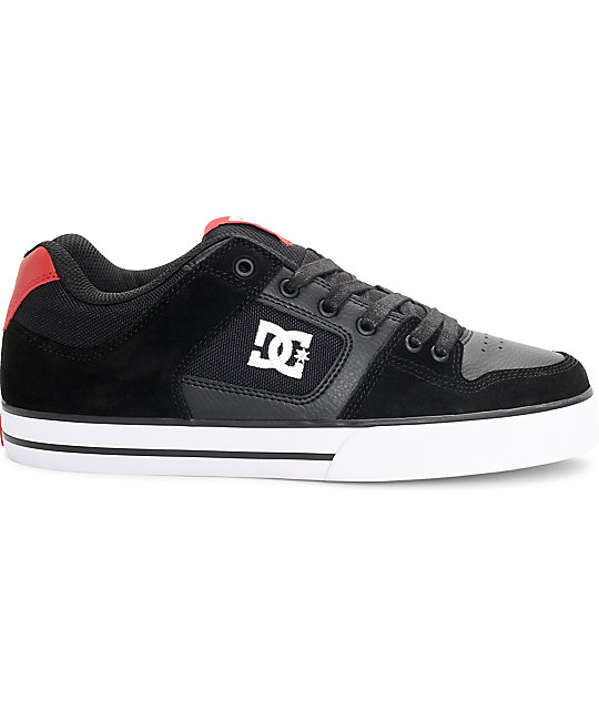 DC Pure Black, Athletic Red & White Skate Shoes Zumiez