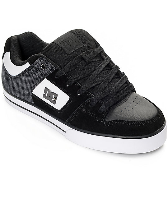DC Pure SE Black, White, Suede &amp; Textile Skate Shoes Zumiez
