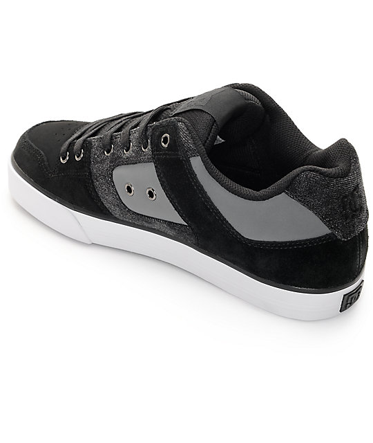 DC Pure SE Black & Destroyed Wash Skate Shoes Zumiez