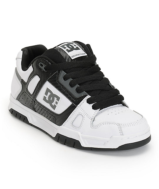 DC Stag White, Black, & Carbon Fiber Skate Shoes