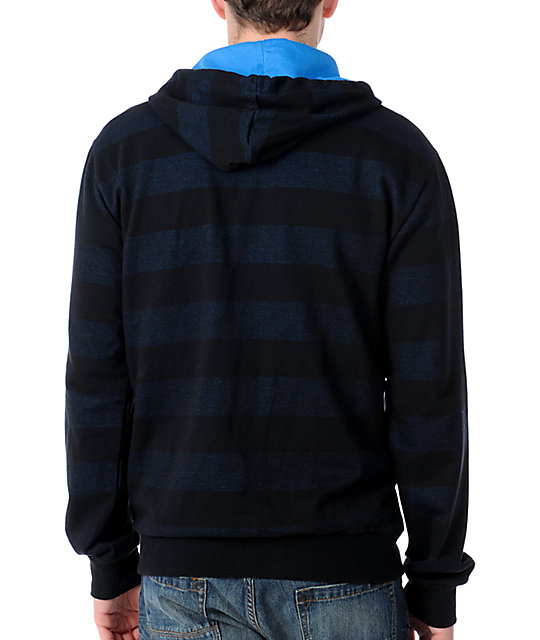 DC Timing Blue & Black Stripe Zip Up Hoodie Zumiez