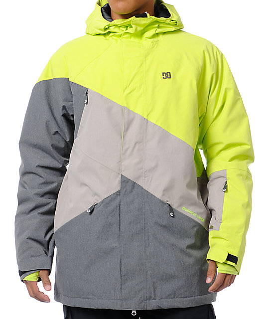 DC Wishbone Lime & Grey 15K Snowboard Jacket Zumiez