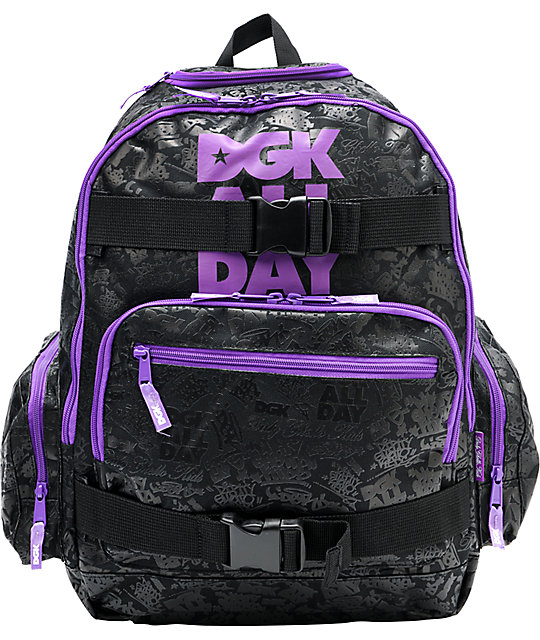 DGK All Day 2 Black & Purple Laptop Backpack Zumiez