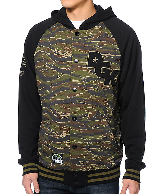 Dgk Big League Tiger Camo Hooded Fleece Varsity Jacket Zumiez