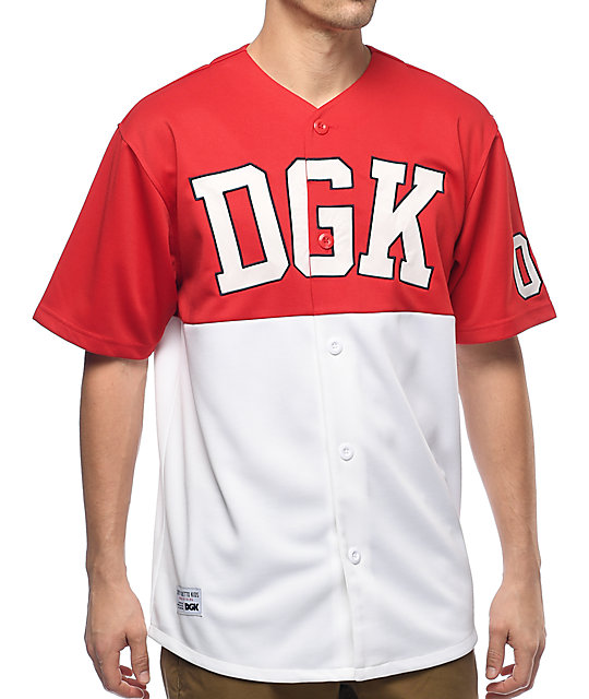DGK Bullpen Red & White Baseball Jersey Zumiez