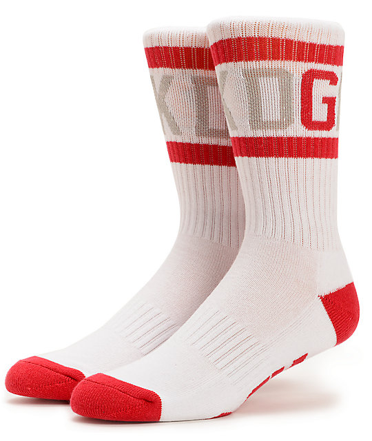 DGK G Crew White & Red Crew Socks Zumiez