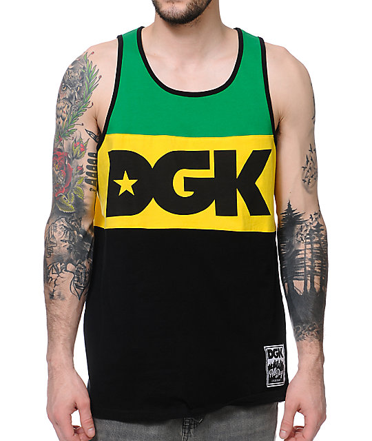 DGK Internationally Known Green, Yellow, & Black Tank Top Zumiez