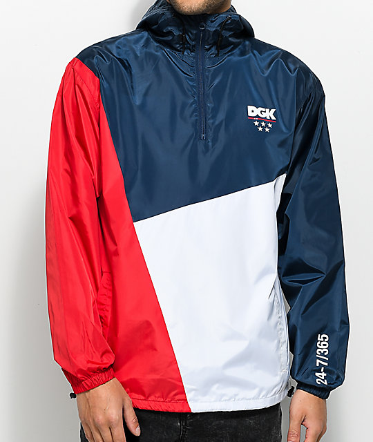 adidas red white blue windbreaker