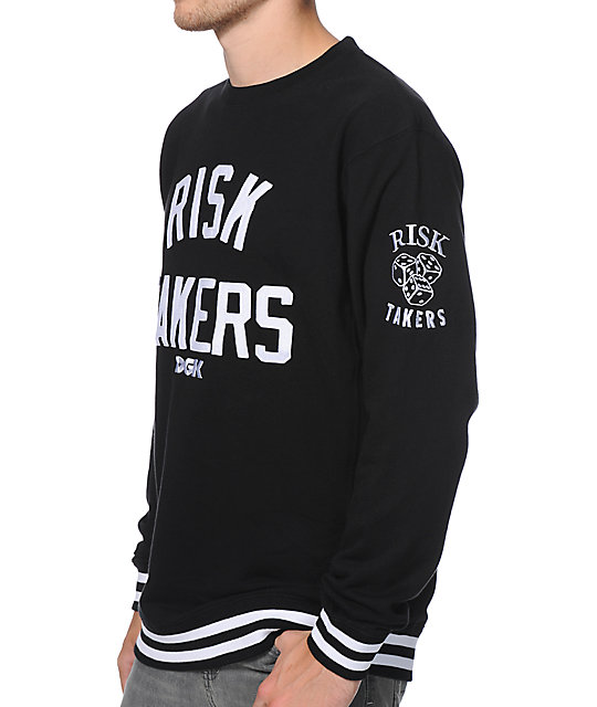 DGK Risk Takers Black & White Crew Neck Sweatshirt Zumiez
