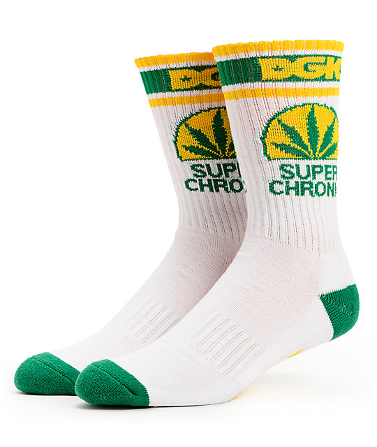 DGK Superchronic White & Green Weed Leaf Crew Socks at Zumiez PDP