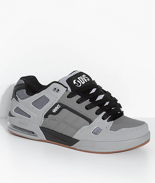 DVS Drone Charcoal & Grey Leather Skate Shoes Zumiez
