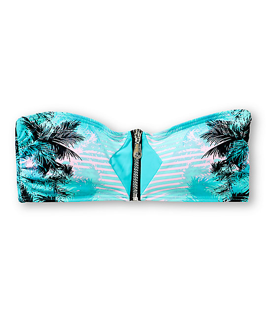 Damsel Palm Beach Zip Bandeau Bikini Top Zumiez