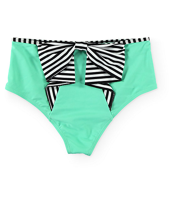 Damsel Stripe Bow High Waisted Bikini Bottom