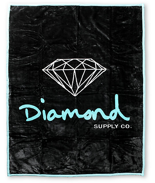 Diamond Supply Co OG Black & Teal Blanket Zumiez