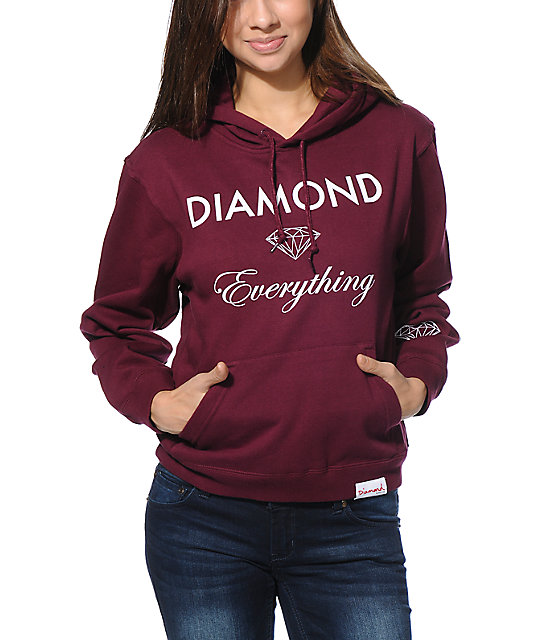 Diamond supply maroon hoodie Clearance