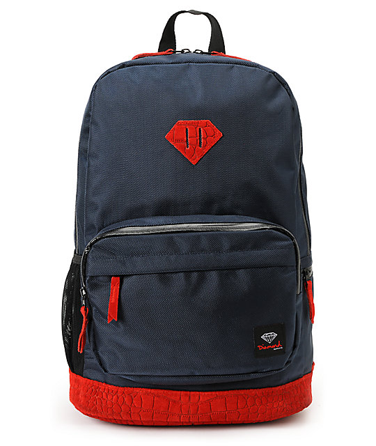 Diamond Supply Co. Diamond Navy & Red Croc School Life Backpack Zumiez