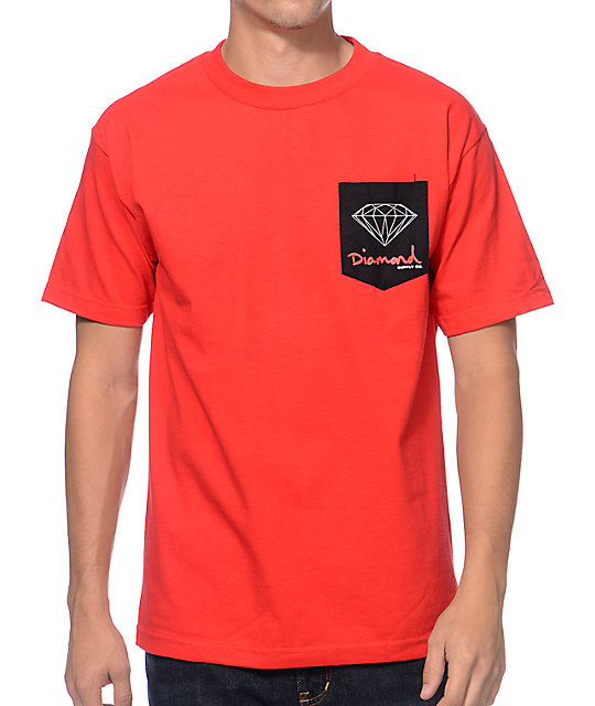 Diamond Supply Co. OG Sign Red Pocket T-Shirt | Zumiez