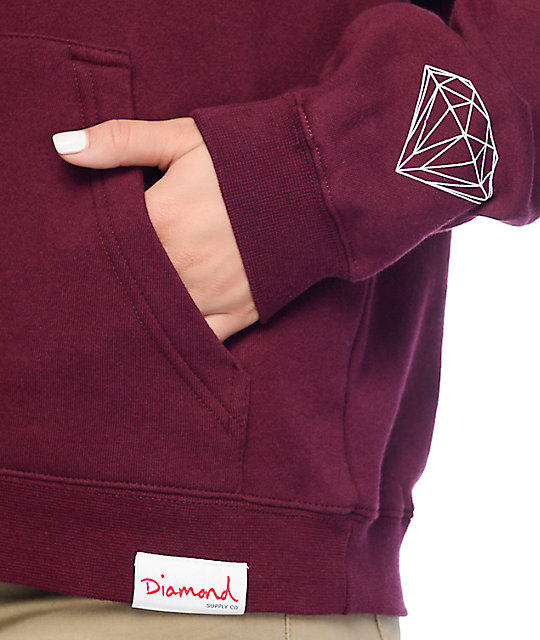 Diamond Supply Co Overlap Burgundy Hoodie Zumiez 